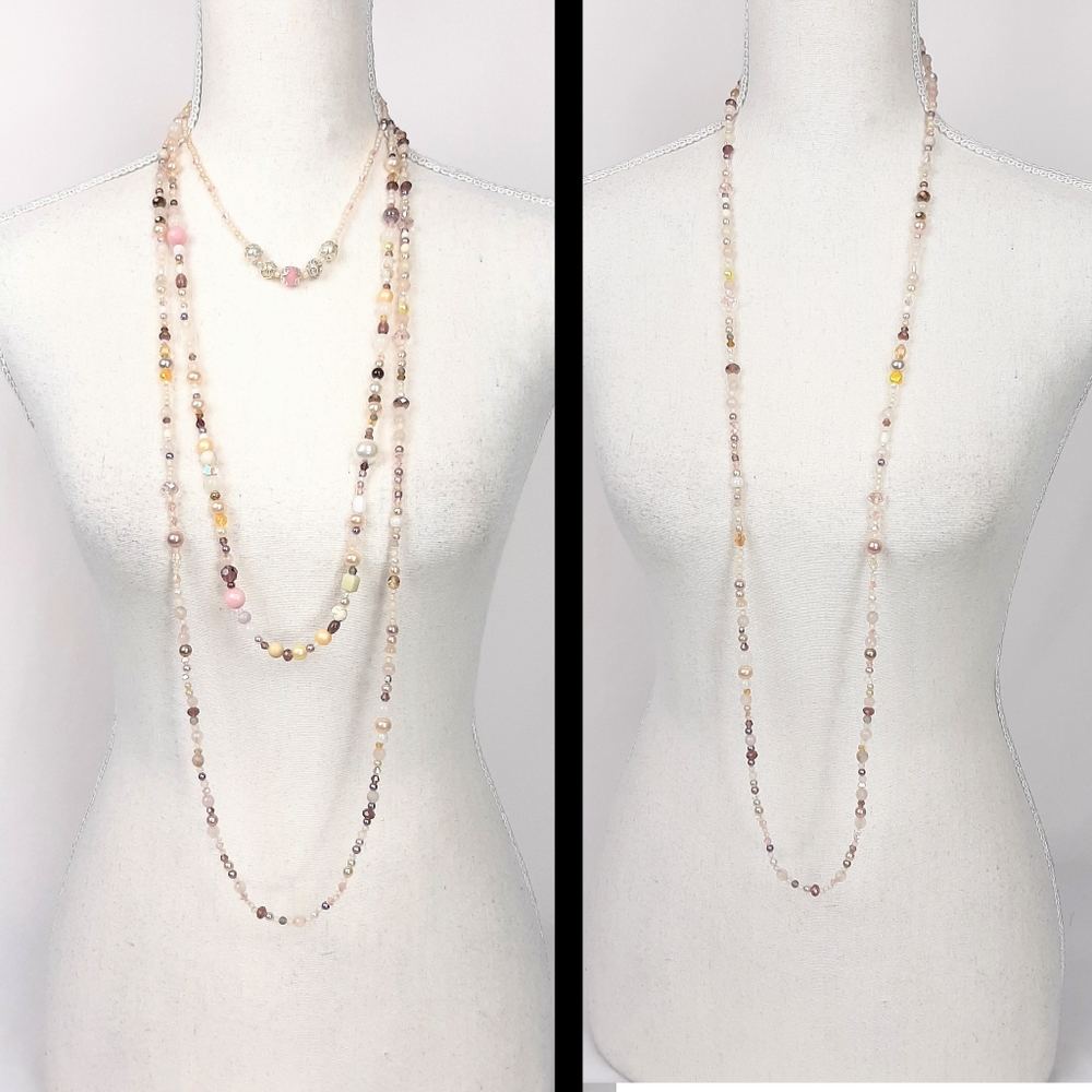 OOAK Boho "Beach Sand" Long Layering Neckl…